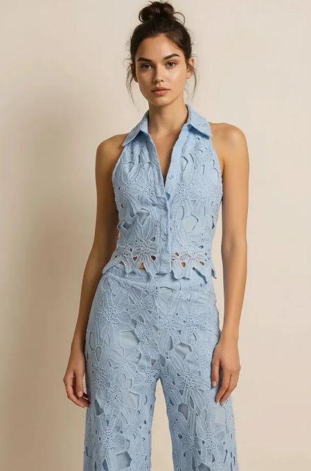 Roslyn Pants Set-Light Blue