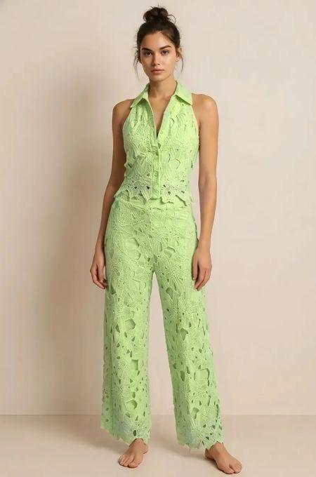 Roslyn Pants Set-Lime Green