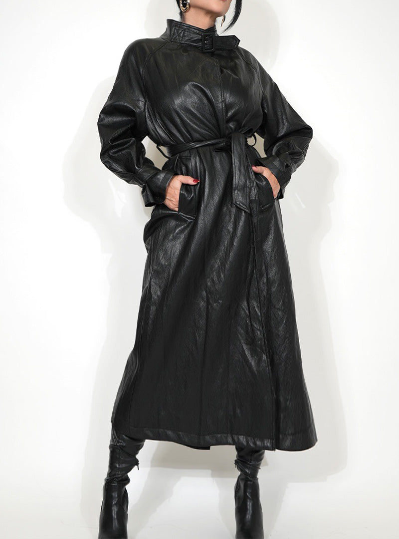 ICONIC LEATHER COAT BLACK