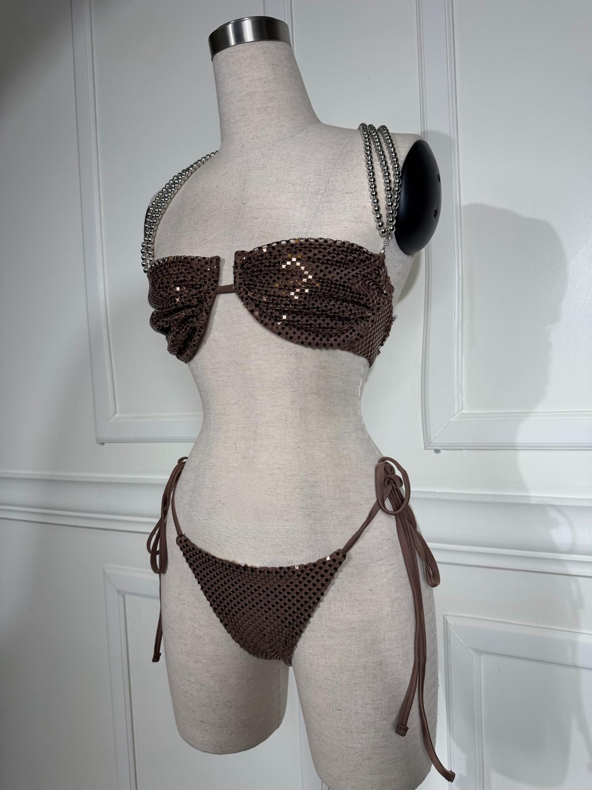 Summer Heat 3 Piece swim set-Brown