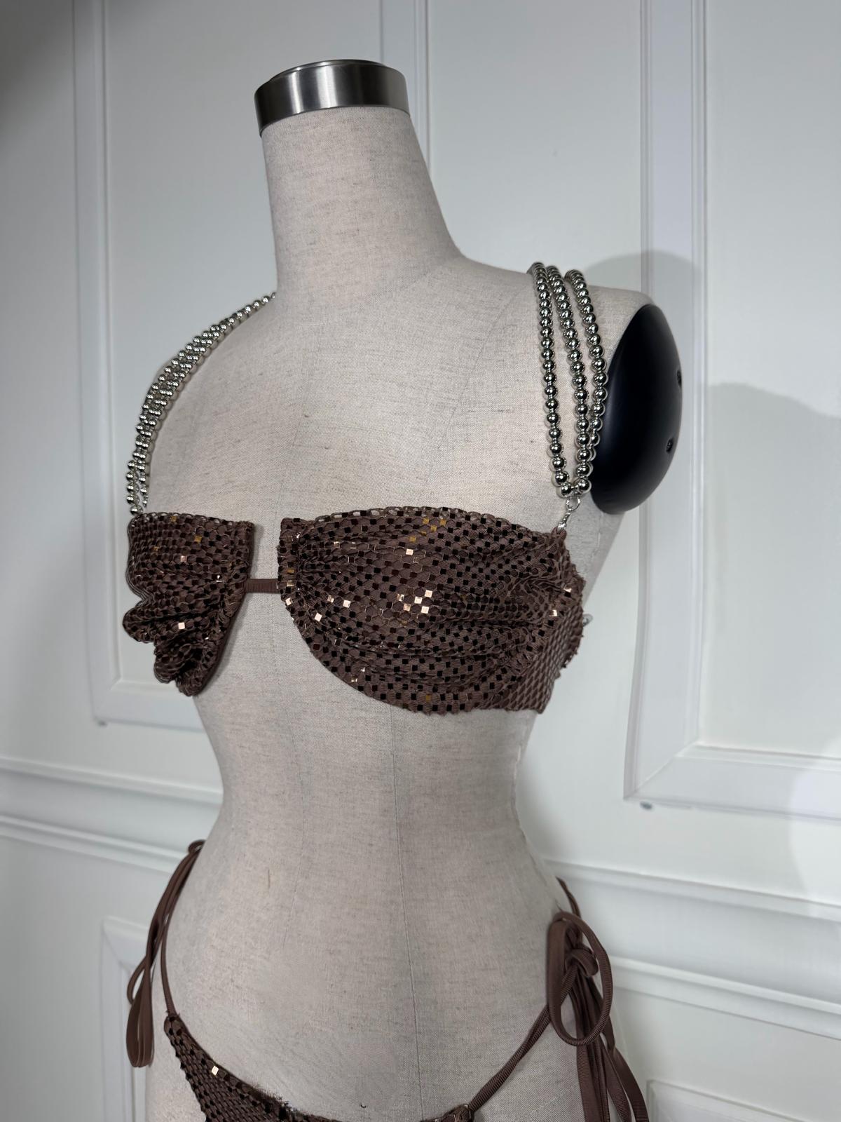 Summer Heat 3 Piece swim set-Brown