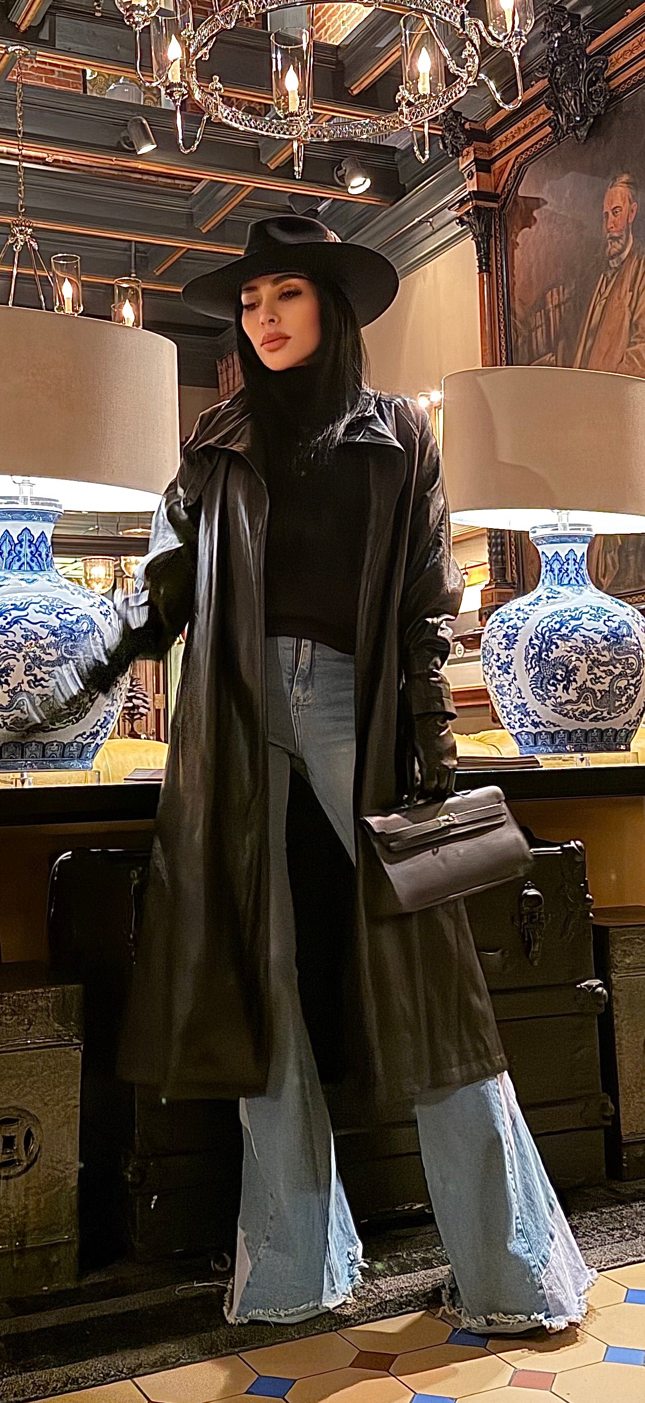 ICONIC LEATHER COAT BLACK