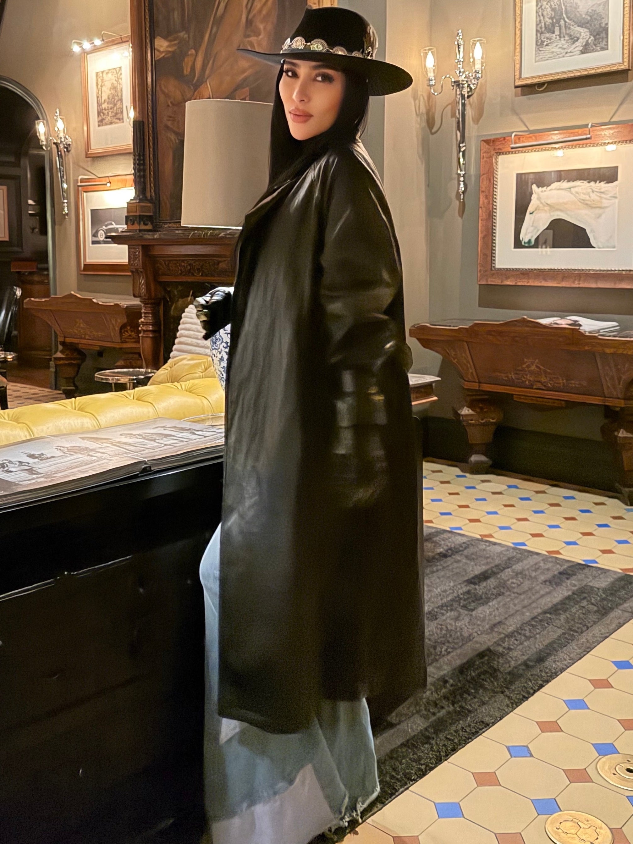 ICONIC LEATHER COAT BLACK