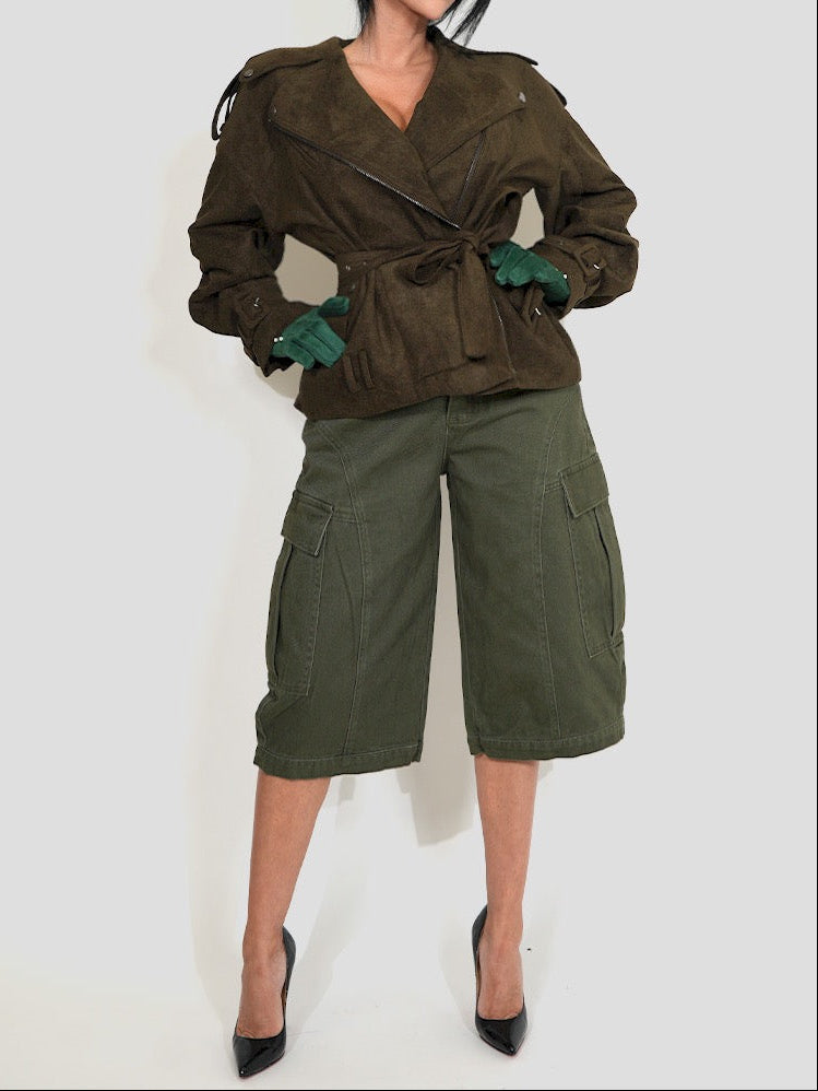 DON’T TRUST ME CARGO SHORTS-OLIVE