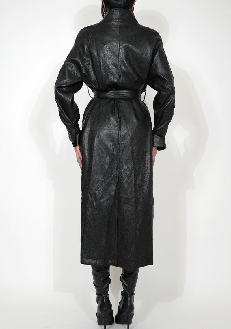 ICONIC LEATHER COAT BLACK