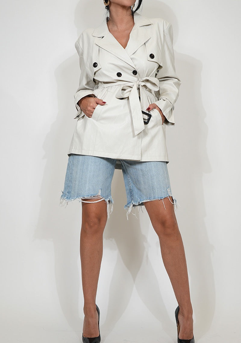 TOTAL DRAMA-FAUX LEATHER COAT