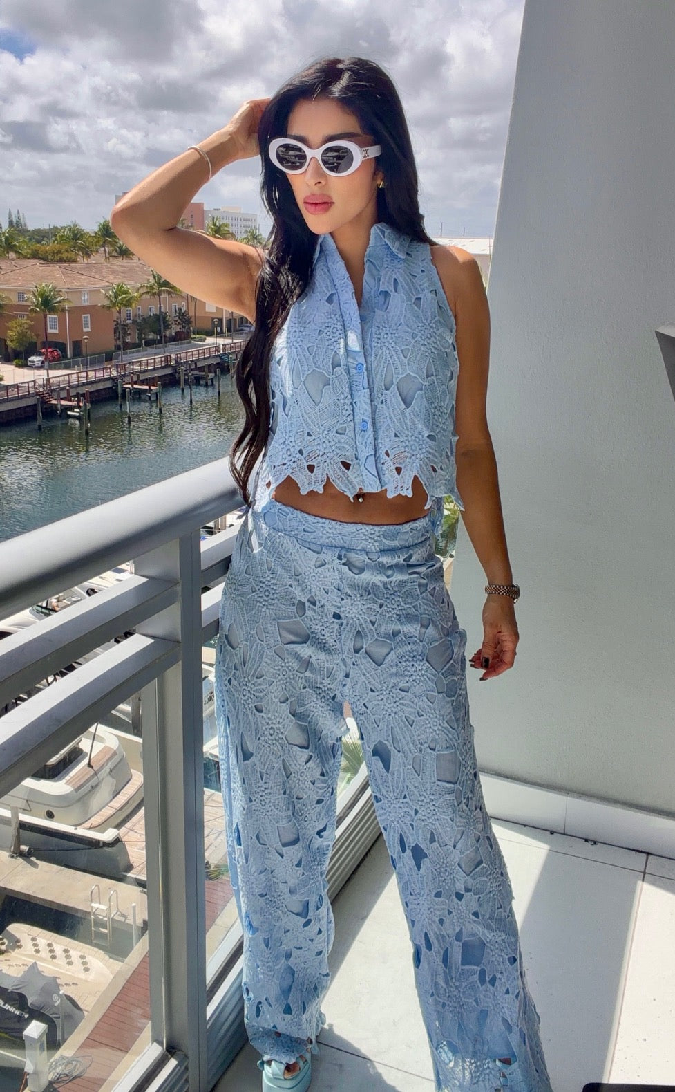 Roslyn Pants Set-Light Blue