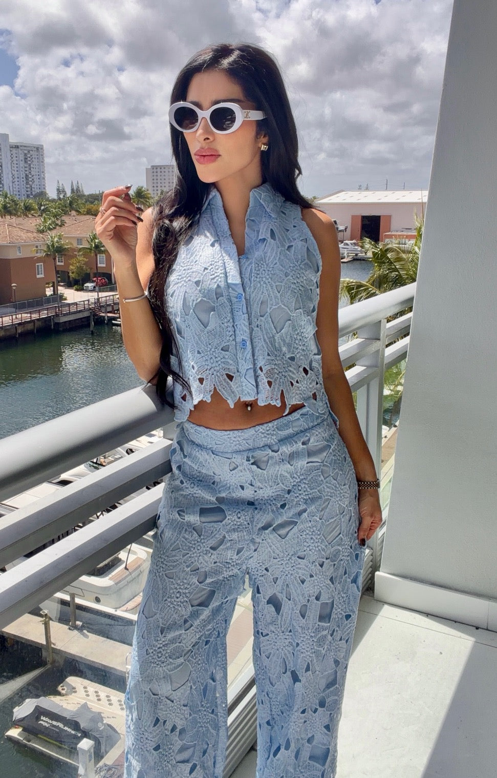 Roslyn Pants Set-Light Blue