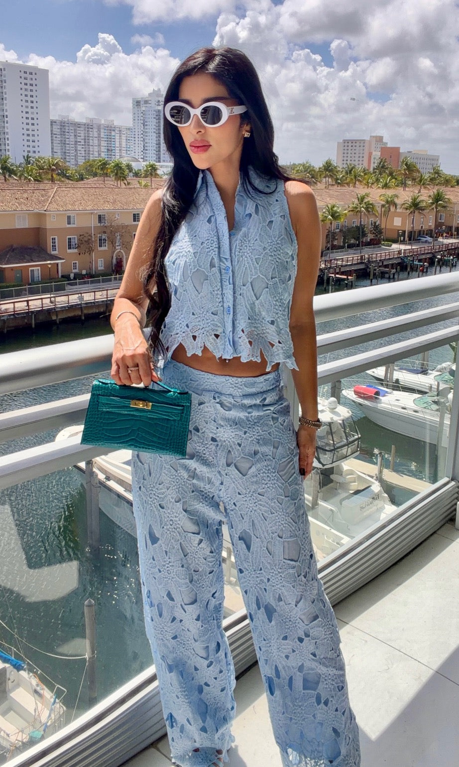 Roslyn Pants Set-Light Blue