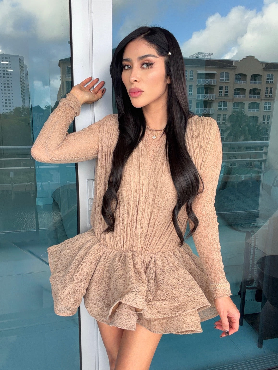 Samantha Mini Dress-Tan