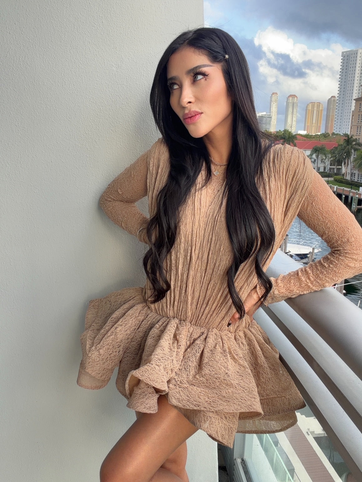 Samantha Mini Dress-Tan