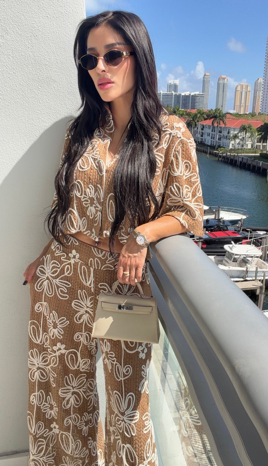 Makayla Pants Set-Brown