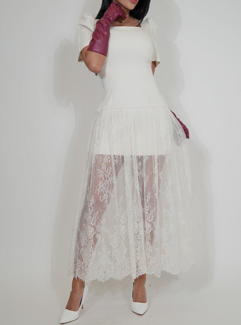 Charlotte Lace Dress-White